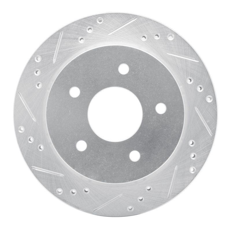 Chevrolet S10 Brake Rotor (1) - Rear Left - R1 Concepts - Drilled & Slotted - Silver - `97-`05